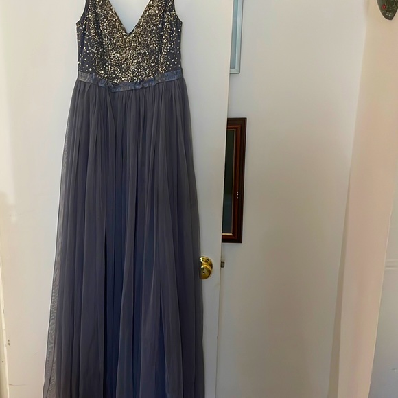 BHLDN size six bridesmaid dress dark grey/blue. - Picture 1 of 1